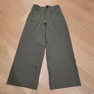 Maeve Anthropologie The Colette Wide Leg Pants Olive Green 24P Cropped Stretch